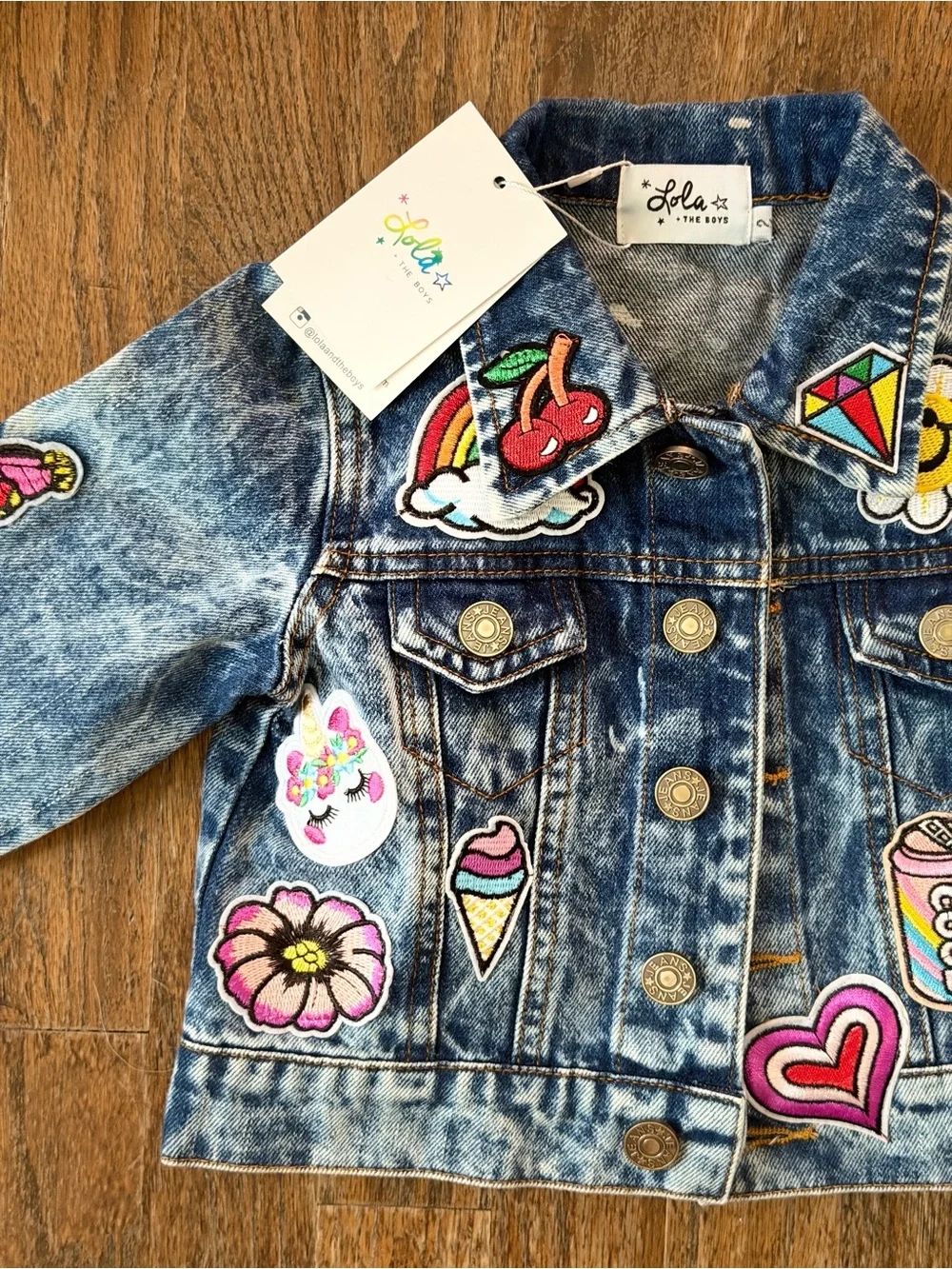 Lola + The Boys All About The Patch Crop Denim Jacket 2T NWT